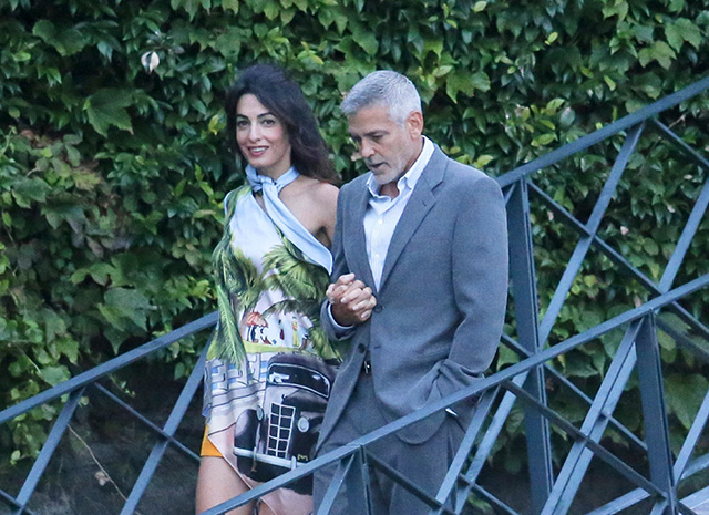 *PREMIUM-EXCLUSIVE* George Clooney and Amal Clooney take a boat ride with friends to Villa D'Este restaurant *MUST CALL FOR PRICING*