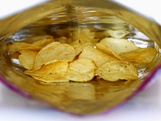 Open Bag of Potato Chips