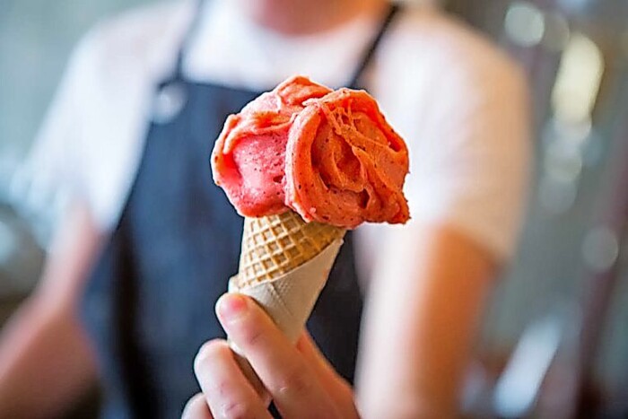 Strawberry gelato from Il Melograno in Northcote. Photo: supplied